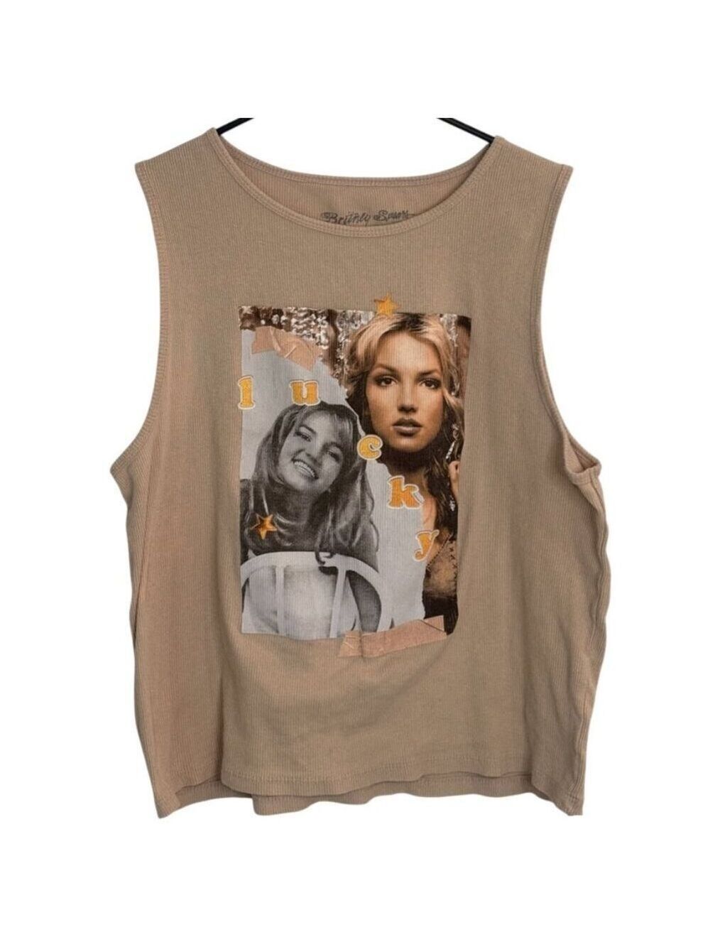 Britney Spears Lucky Vintage Y2K Ribbed Tank Top XXL Pop Music